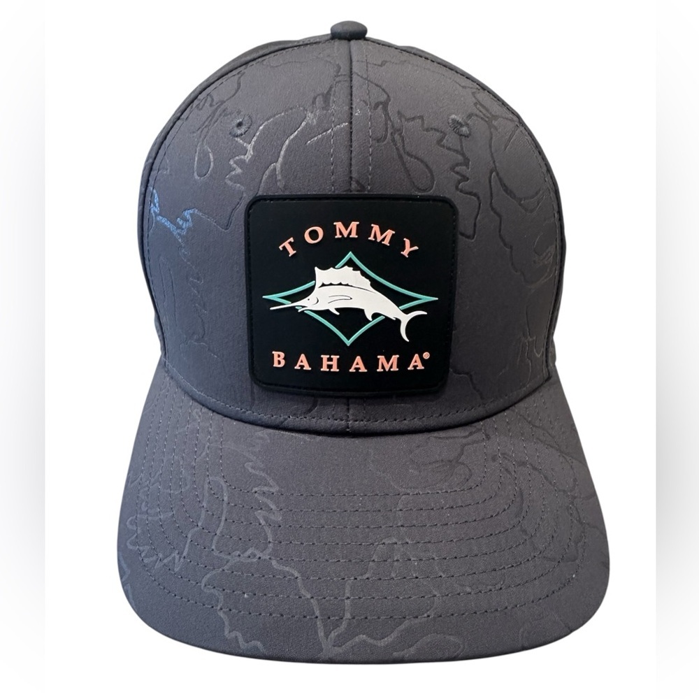 Tommy Bahama Gray Marlin Logo Snapback Hat Performance Baseball Cap Adjustable